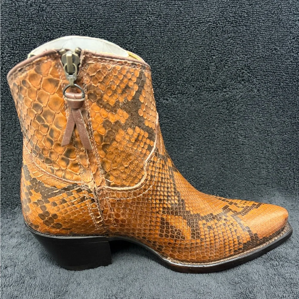 NWT Tecovas Zoey Limited Edition Saddle Brown Python Snip Toe Cowgirl Boots 6.5B - Picture 5 of 12